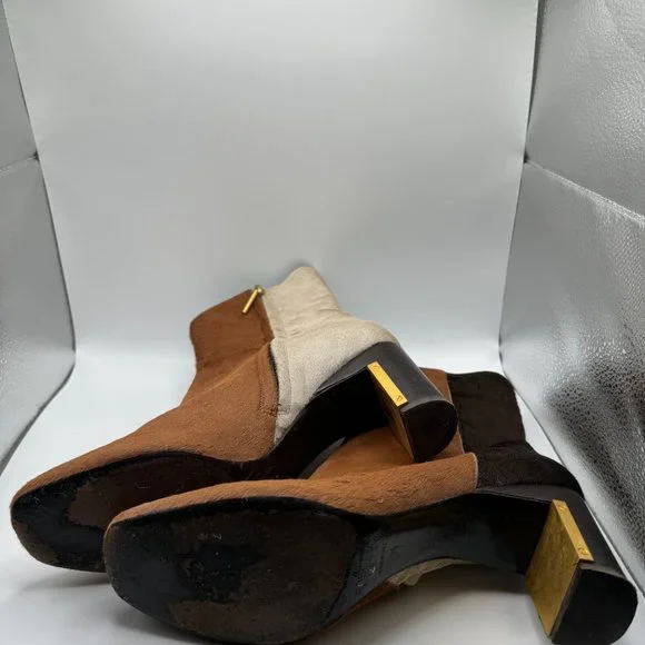 Rosetta Getty Calf Hair Two Tone Heeled Boots - Picture 3 of 4